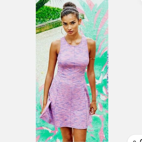 Lilly Pulitzer Size M Runaround‎ Stretch Fit Flare Dress Flamingo Pink Space Dye - Picture 1 of 11